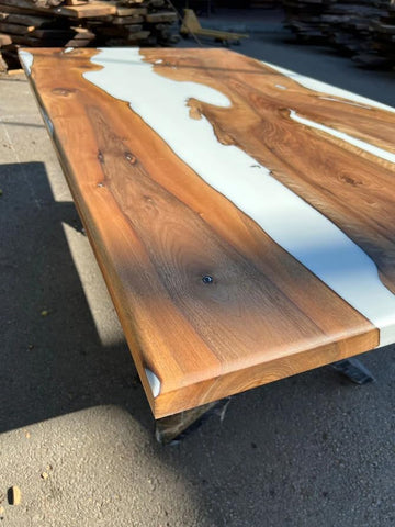 Customized Large Epoxy Table, Classic White Epoxy, Resin Dining Table for 2, 4, 6, 8, Epoxy Coffee Table, Living Room Table, Home décor - resinhomefurniture