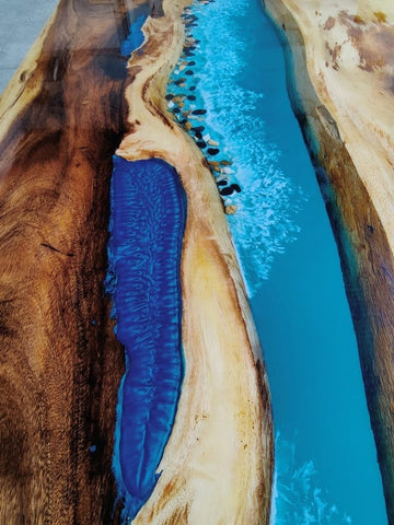 Customized Large Epoxy Table, Clear Multi Blue Epoxy, Resin Dining Table for 2, 4, 6, 8, Epoxy Coffee Table, Living Room Table, Home décor - resinhomefurniture