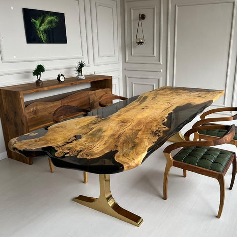 Customized Large Epoxy Table, Clear Resin Dining Table for 2, 4, 6, 8 Black Oval Table, Epoxy Coffee Table, Living Room Table, Home décor - resinhomefurniture
