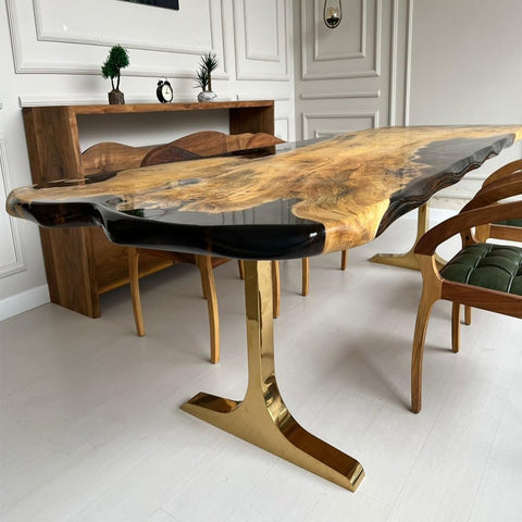 Customized Large Epoxy Table, Clear Resin Dining Table for 2, 4, 6, 8 Black Oval Table, Epoxy Coffee Table, Living Room Table, Home décor - resinhomefurniture