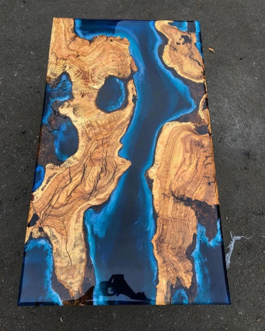 Customized Large Epoxy Table, Clear Resin Dining Table for 2, 4, 6, 8 Lighting Blue Table, Epoxy Coffee Table, Living Room Table, Home décor - resinhomefurniture