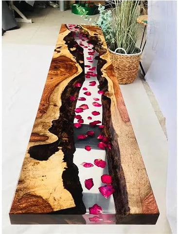 Customized Large Epoxy Table, Clear Transparent Rose Look, Resin Dining Table for 2, 4, 6, 8, Epoxy Coffee Table, Living Room Table, Home décor - resinhomefurniture
