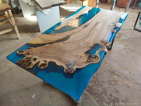 Customized Large Epoxy Table, Desert Ocean Flow, Dining Table for 2, 4, 6, 8, Living Room Table Epoxy Coffee Table Top, Resin Bar Counter - resinhomefurniture