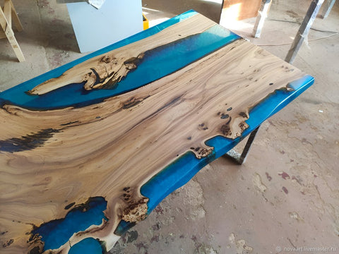 Customized Large Epoxy Table, Desert Ocean Flow, Dining Table for 2, 4, 6, 8, Living Room Table Epoxy Coffee Table Top, Resin Bar Counter - resinhomefurniture