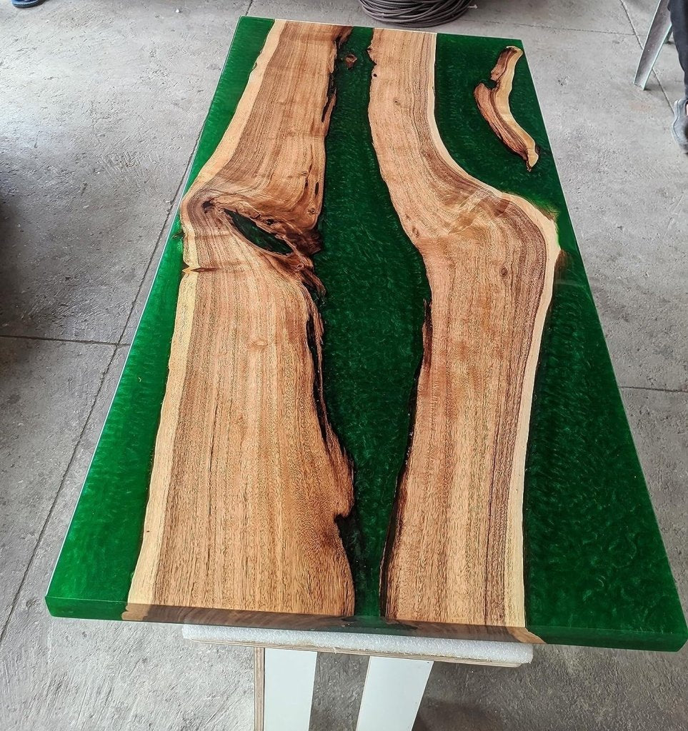 Customized Large Epoxy Table, Green Forest Look, Dining Table for 2, 4, 6, 8, Living Room Table Epoxy Coffee Table Top, Resin Bar Counter - resinhomefurniture