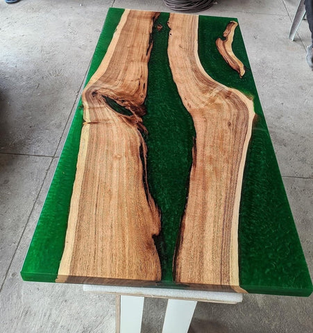 Customized Large Epoxy Table, Green Forest Look, Dining Table for 2, 4, 6, 8, Living Room Table Epoxy Coffee Table Top, Resin Bar Counter - resinhomefurniture