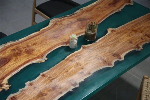 Customized Large Epoxy Table, Multi Green Wave, Dining Table for 2, 4, 6, 8, Living Room Table Epoxy Coffee Table Top, Resin Bar Counter - resinhomefurniture