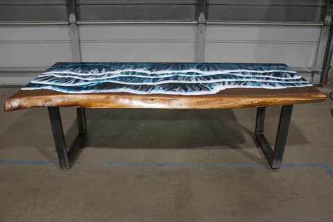 Customized Large Epoxy Table, Ocean Beach Wave, Dining Table for 2, 4, 6, 8, Living Room Table Epoxy Coffee Table Top, Resin Bar Counter - resinhomefurniture