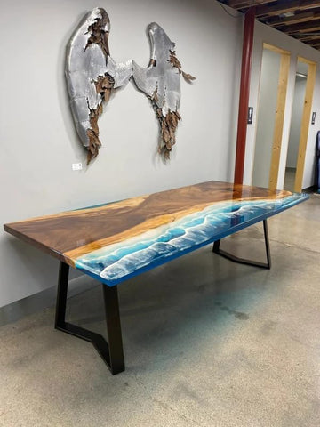 Customized Large Epoxy Table, Ocean Waves Look, Resin Dining Table for 2, 4, 6, 8, Epoxy Coffee Table, Living Room Table, Home décor - resinhomefurniture