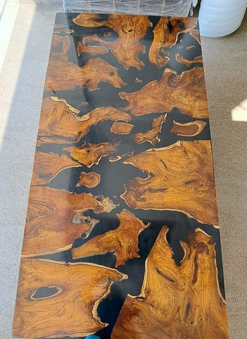 Customized Large Epoxy Table, Resin Dining Table for 2, 4, 6, 8 Glossy Black Table, Epoxy Coffee Table, Living Room Table, Home d?cor - resinhomefurniture