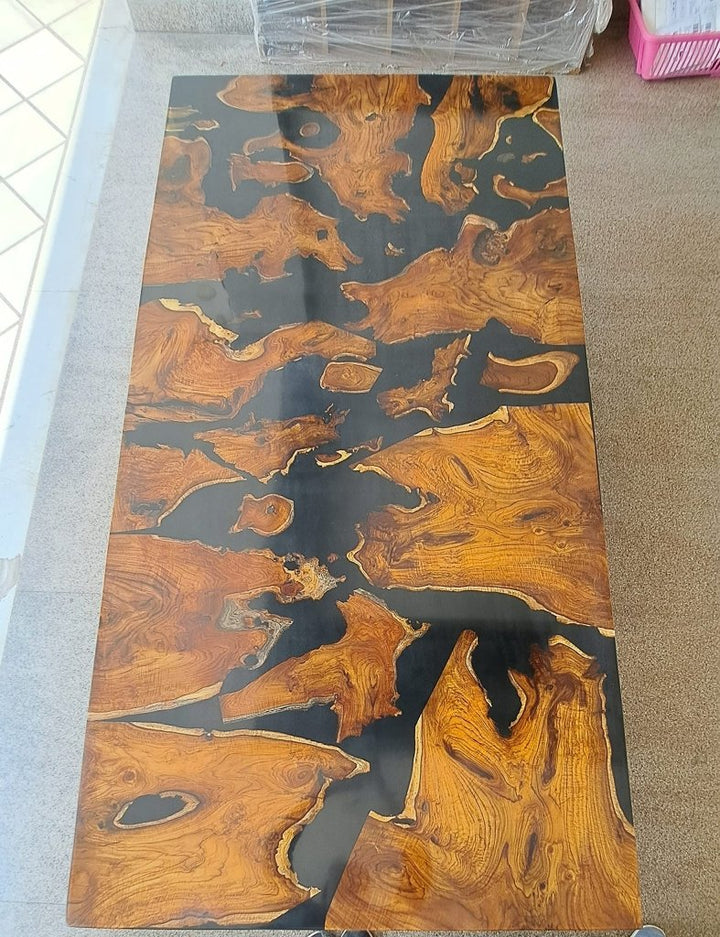 Customized Large Epoxy Table, Resin Dining Table for 2, 4, 6, 8 Glosy Black Table, Epoxy Coffee Table, Living Room Table, Home décor - resinhomefurniture
