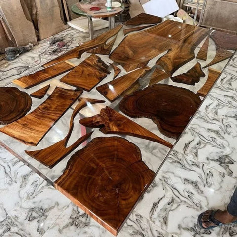 Customized Large Epoxy Table, Resin Dining Table Transparent Resin Table for 2, 4, 6, 8 River epoxy Dining Table, Epoxy Coffee Table, Living Room Table, Home décor - resinhomefurniture