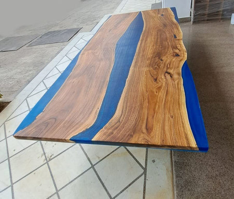 Customized Large Epoxy Table, Resin River Dining Table for 2, 4, 6, 8 Blue River Table, Epoxy Coffee Table, Living Room Table, Home décor - resinhomefurniture