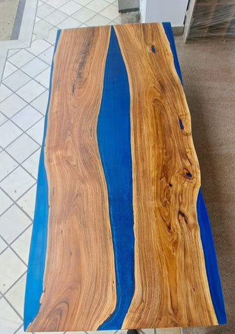 Customized Large Epoxy Table, Resin River Dining Table for 2, 4, 6, 8 Blue River Table, Epoxy Coffee Table, Living Room Table, Home décor - resinhomefurniture