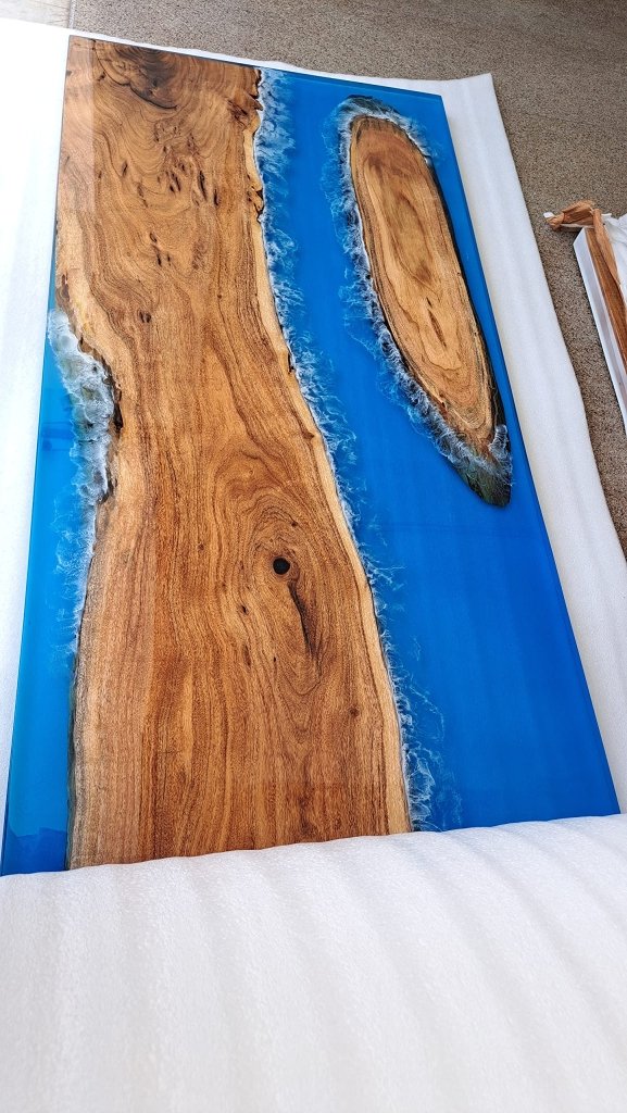 Customized Large Epoxy Table, Transparent Blue Resin Dining Table for 2, 4, 6, 8 Waves Ocean Table, Epoxy Coffee Table, Living Room Table, Home décor - resinhomefurniture