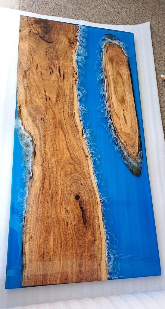 Customized Large Epoxy Table, Transparent Blue Resin Dining Table for 2, 4, 6, 8 Waves Ocean Table, Epoxy Coffee Table, Living Room Table, Home décor - resinhomefurniture