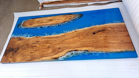 Customized Large Epoxy Table, Transparent Blue Resin Dining Table for 2, 4, 6, 8 Waves Ocean Table, Epoxy Coffee Table, Living Room Table, Home décor - resinhomefurniture
