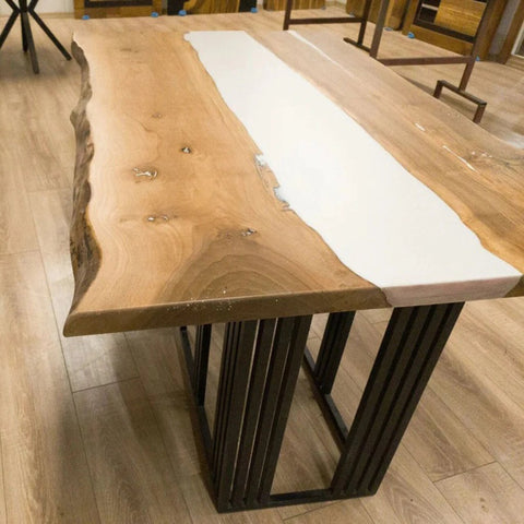 Customized Large Epoxy Table, Unique White Epoxy, Dining Table for 2, 4, 6, 8, Living Room Table Epoxy Coffee Table Top, Resin Bar Counter - resinhomefurniture