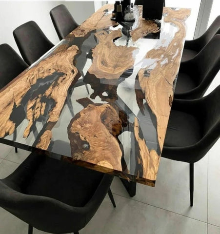 Customized Large Epoxy Table, Wooden Glass, Dining Table for 2, 4, 6, 8, Living Room Table Epoxy Coffee Table Top, Resin Bar Counter - resinhomefurniture