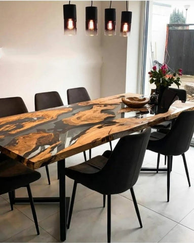 Customized Large Epoxy Table, Wooden Glass, Dining Table for 2, 4, 6, 8, Living Room Table Epoxy Coffee Table Top, Resin Bar Counter - resinhomefurniture