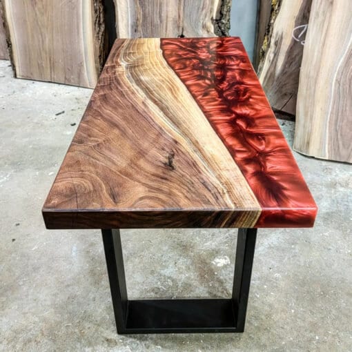 Customized Large Epoxy Table, Wooden October Red, Dining Table for 2, 4, 6, 8, Living Room Table Epoxy Coffee Table Top, Resin Bar Counter - resinhomefurniture
