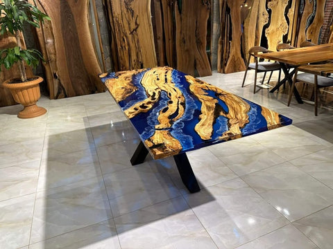 Customized Large Epoxy Table,Blue Multi Ocean Look, Resin Dining Table for 2, 4, 6, 8, Epoxy Coffee Table, Living Room Table, Home décor - resinhomefurniture