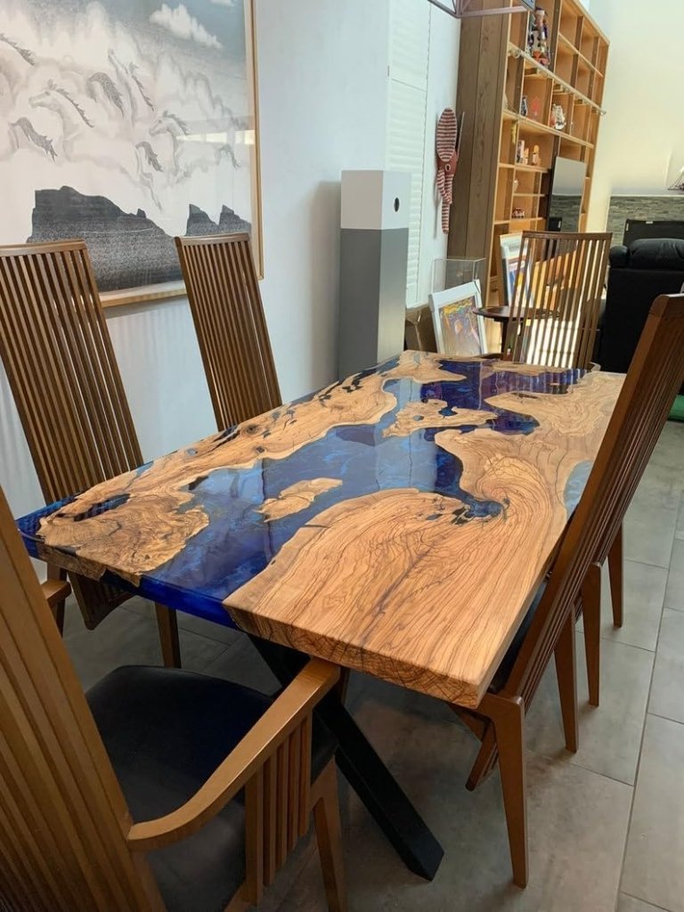 Customized Large Epoxy Table,Blue Ocean River Look, Resin Dining Table for 2, 4, 6, 8, Epoxy Coffee Table, Living Room Table, Home décor - resinhomefurniture