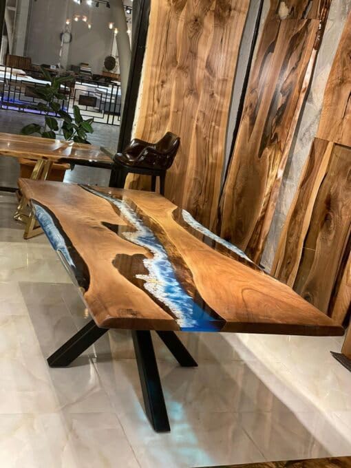 Customized Large Epoxy Table,Ocean Look with Star Fish Resin Dining Table for 2, 4, 6, 8, Epoxy Coffee Table, Living Room Table, Home décor - resinhomefurniture