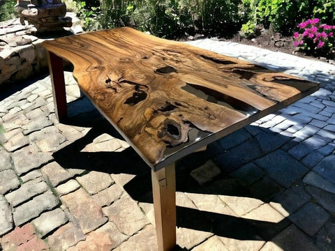 Customized Live Edge Black Epoxy Resin Table Dining Table Living Room Table Patio Table Coffee Table End/Side Table Bar Counter Table Console Table Home Décor - resinhomefurniture