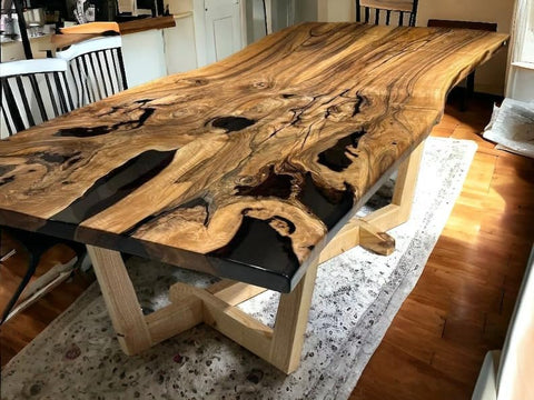 Customized Live Edge Black Epoxy Resin Table Dining Table Living Room Table Patio Table Coffee Table End/Side Table Bar Counter Table Console Table Home Décor - resinhomefurniture