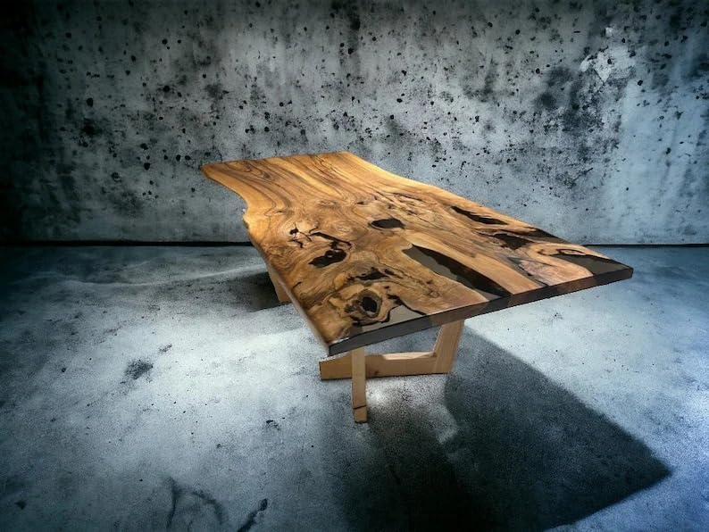 Customized Live Edge Black Epoxy Resin Table Dining Table Living Room Table Patio Table Coffee Table End/Side Table Bar Counter Table Console Table Home Décor - resinhomefurniture