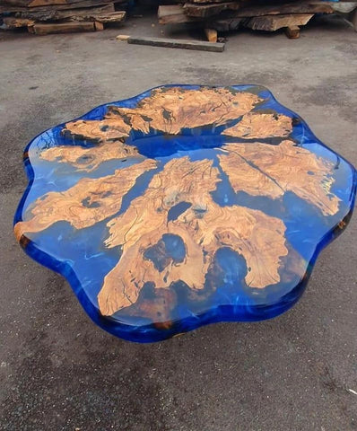Customized Resin Epoxy Round Table Top, Blue Ocean River Look, Coffee Table Design, Resin Table, Luxury Decor Table, Walnut Table, Wooden Resin Table, - resinhomefurniture