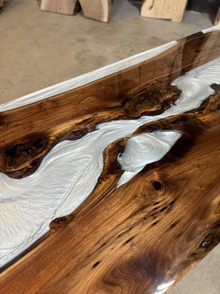 Customized White Clear Metallic Epoxy Walnut Coffee Table Dining Table Conference Table Living Room Table Kitchen Table Patio Table Side Table Home Decor - resinhomefurniture
