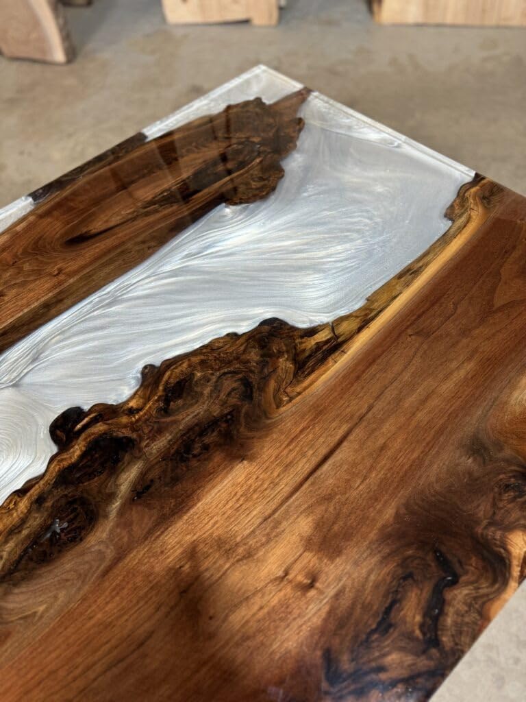 Customized White Clear Metallic Epoxy Walnut Coffee Table Dining Table Conference Table Living Room Table Kitchen Table Patio Table Side Table Home Decor - resinhomefurniture
