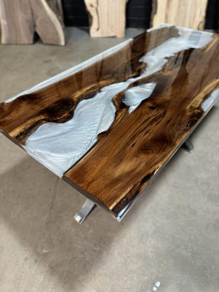 Customized White Clear Metallic Epoxy Walnut Coffee Table Dining Table Conference Table Living Room Table Kitchen Table Patio Table Side Table Home Decor - resinhomefurniture
