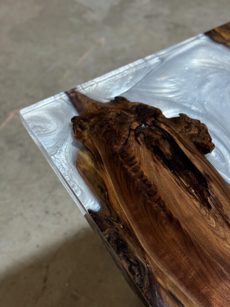 Customized White Clear Metallic Epoxy Walnut Coffee Table Dining Table Conference Table Living Room Table Kitchen Table Patio Table Side Table Home Decor - resinhomefurniture