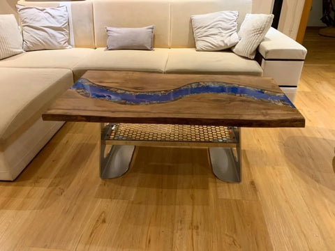 Customized Wood with River with Stone Look Epoxy Table Epoxy Coastal Table Top Dining Table Coffee Table Side/End Table Living Room Table Home Décor Wall Art Wooden Table - resinhomefurniture