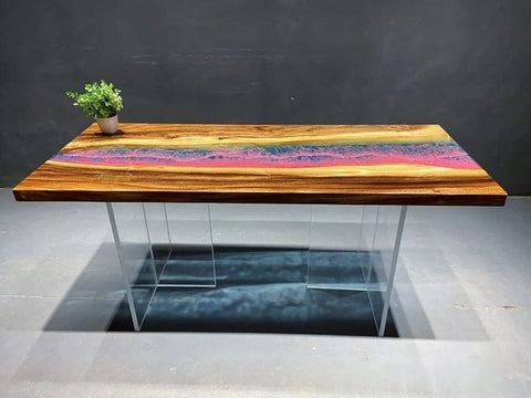 Epoxy Table Top Fully Customised Thick Resin River Table Indoor Outdoor Coffee Table Top Wooden Dining Table Top (28.5" Inches Tall, 36 x 24 Inches) - resinhomefurniture