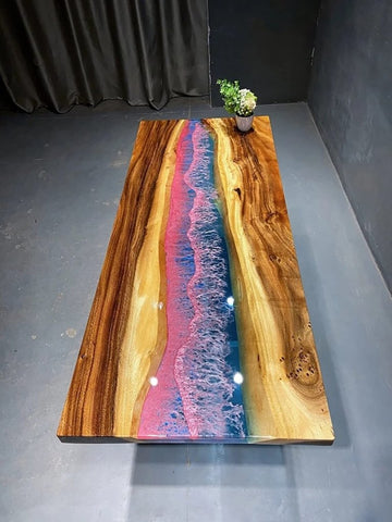 Epoxy Table Top Fully Customised Thick Resin River Table Indoor Outdoor Coffee Table Top Wooden Dining Table Top (28.5" Inches Tall, 60 x 36 Inches) - resinhomefurniture