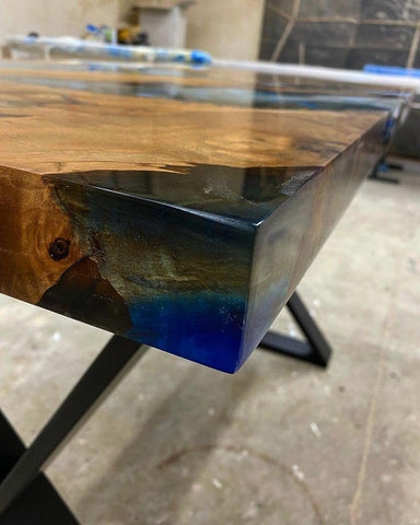 Exotic Jade Blue Epoxy Resin Sandy Beach Look Dining Table Living Room Table Coffee Table Console Table Patio Table Conference Table Bar Counter Table - resinhomefurniture