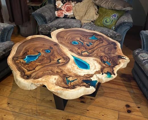 exotic - round - live - edge - coffee - table - with - glowing - resin - living - room - table - dinning - table - home - office - table - center - table - console - table - end - table - side - table - home - decor - resinhomefurniture
