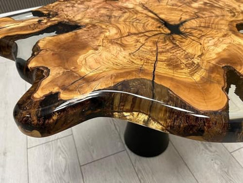 Exquisite Clear Transparent Live Edge Round Epoxy Resin Table Dining Table Coffee Table Kitchen Table Patio Table Console Table Side Table Centre Table - resinhomefurniture