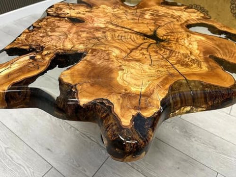 Exquisite Clear Transparent Live Edge Round Epoxy Resin Table Dining Table Coffee Table Kitchen Table Patio Table Console Table Side Table Centre Table - resinhomefurniture