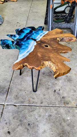 Exquisite Resin Oceans Look Epoxy Round Coffee Table Console Table Patio Table Centre Table Kitchen Table End/Side Table Living Room Table Office Table Home Décor - resinhomefurniture