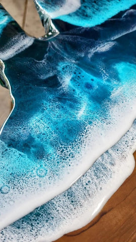 Exquisite Resin Oceans Look Epoxy Round Coffee Table Console Table Patio Table Centre Table Kitchen Table End/Side Table Living Room Table Office Table Home Décor - resinhomefurniture