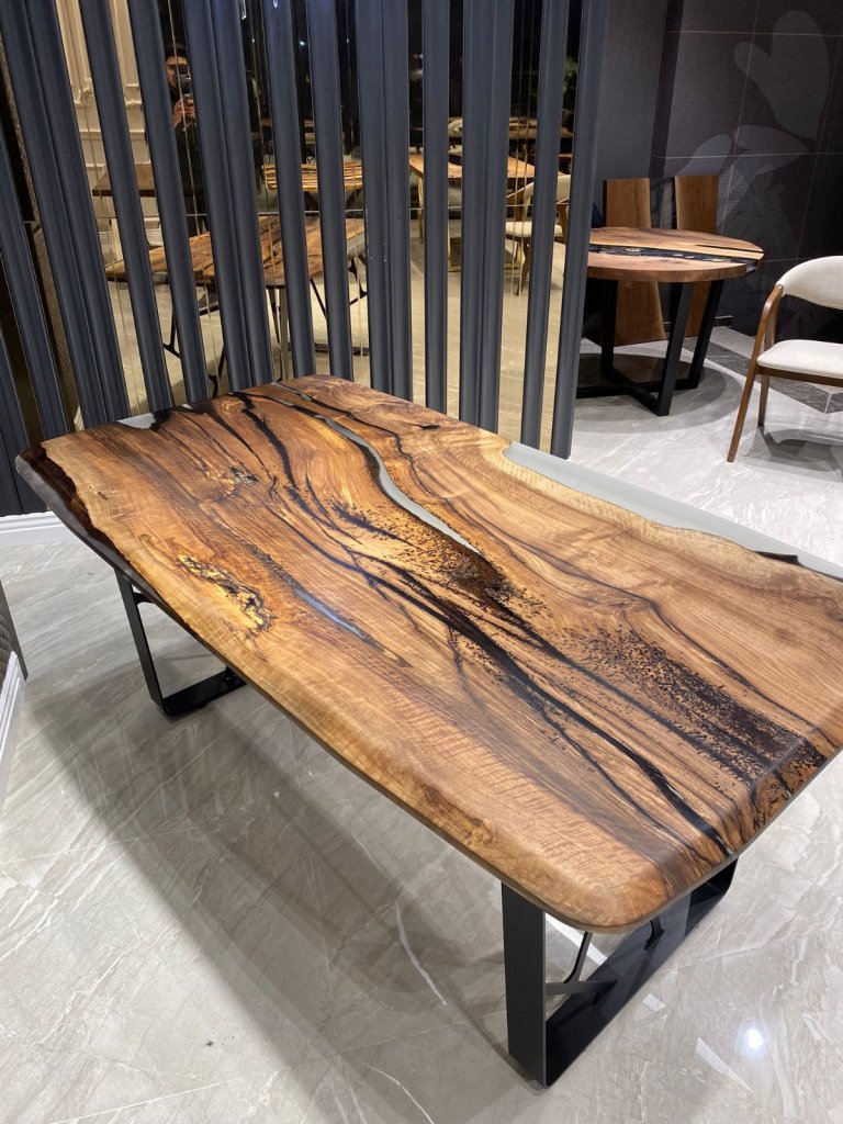 Extendable Live Edge Translucent Epoxy Dining Table Living Room Table Coffee Table Hallway Table Office Table Console Table Center Table End/Side Table Home Décor - resinhomefurniture
