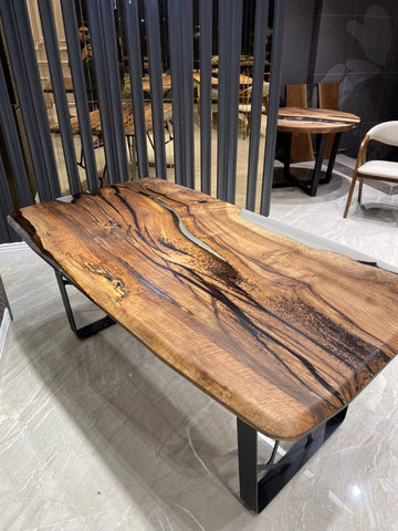 Extendable Live Edge Translucent Epoxy Dining Table Living Room Table Coffee Table Hallway Table Office Table Console Table Center Table End/Side Table Home Décor - resinhomefurniture