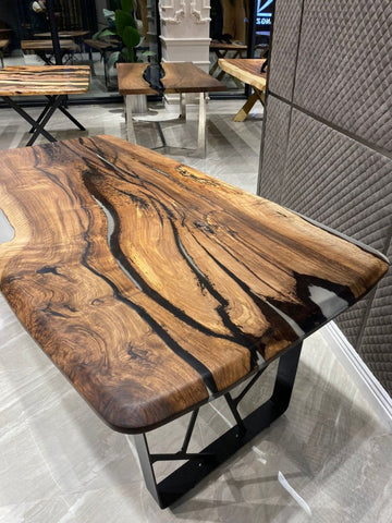 Extendable Live Edge Translucent Epoxy Dining Table Living Room Table Coffee Table Hallway Table Office Table Console Table Center Table End/Side Table Home Décor - resinhomefurniture