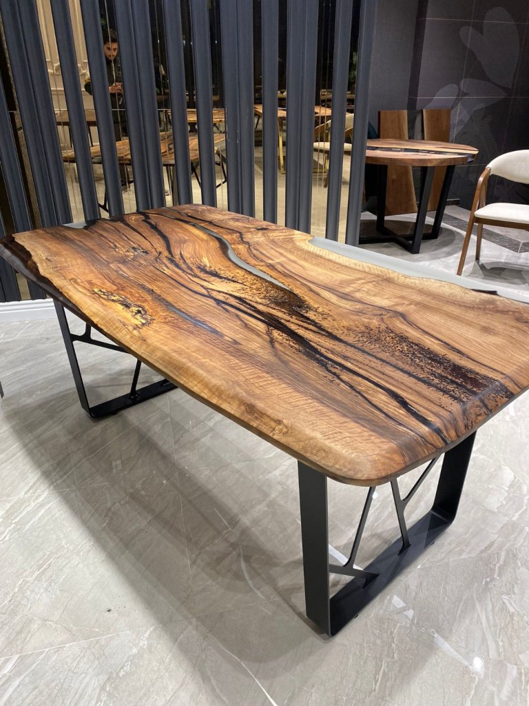 Extendable Live Edge Translucent Epoxy Dining Table Living Room Table Coffee Table Hallway Table Office Table Console Table Center Table End/Side Table Home Décor - resinhomefurniture
