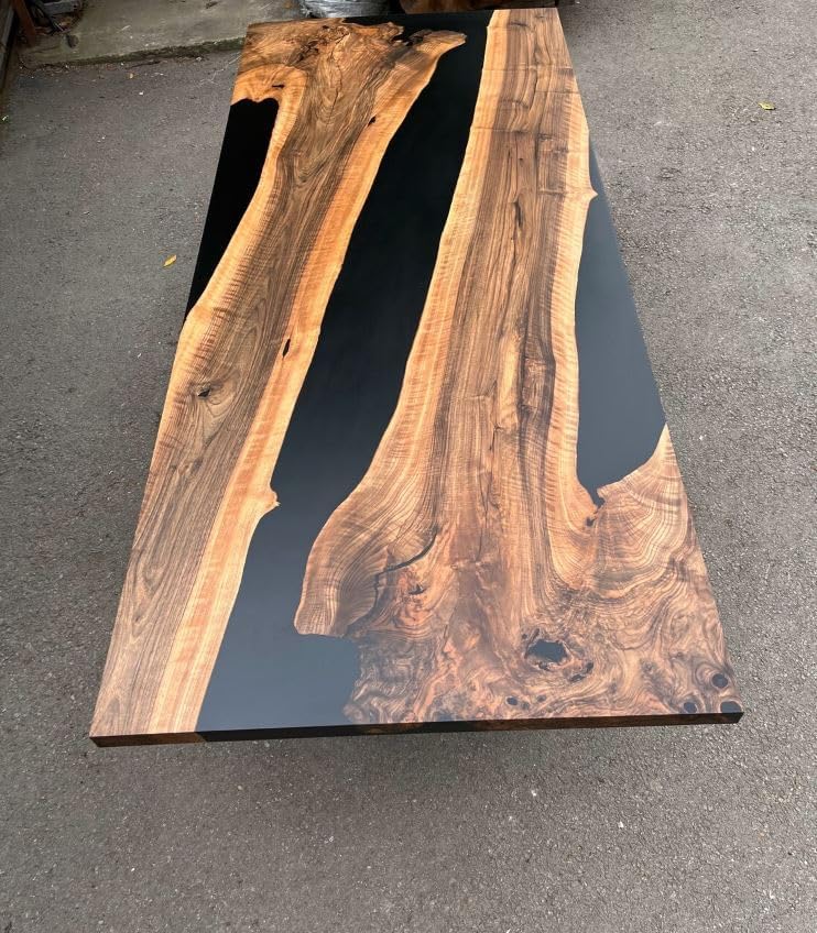 Fusion Coal Black Epoxy River Resin Dining Table Patio Table Coffee Table Kitchen Table Living Room Table Conference Table Console Table Bar Counter Table Side Table - resinhomefurniture